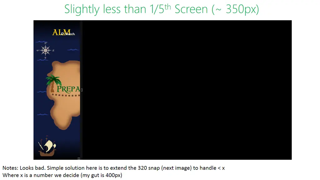 Treasure map UI @ 350px width