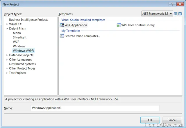 new file dialog
