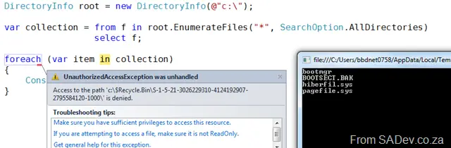 The unexpected exception