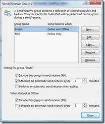 Screenshot of send/receive groups
