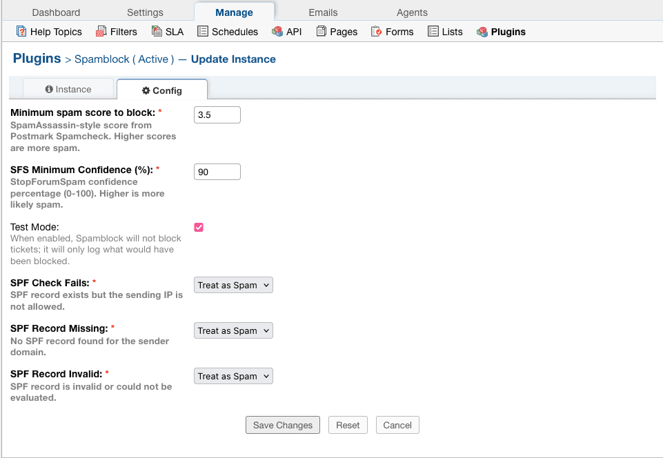 Lots of config options